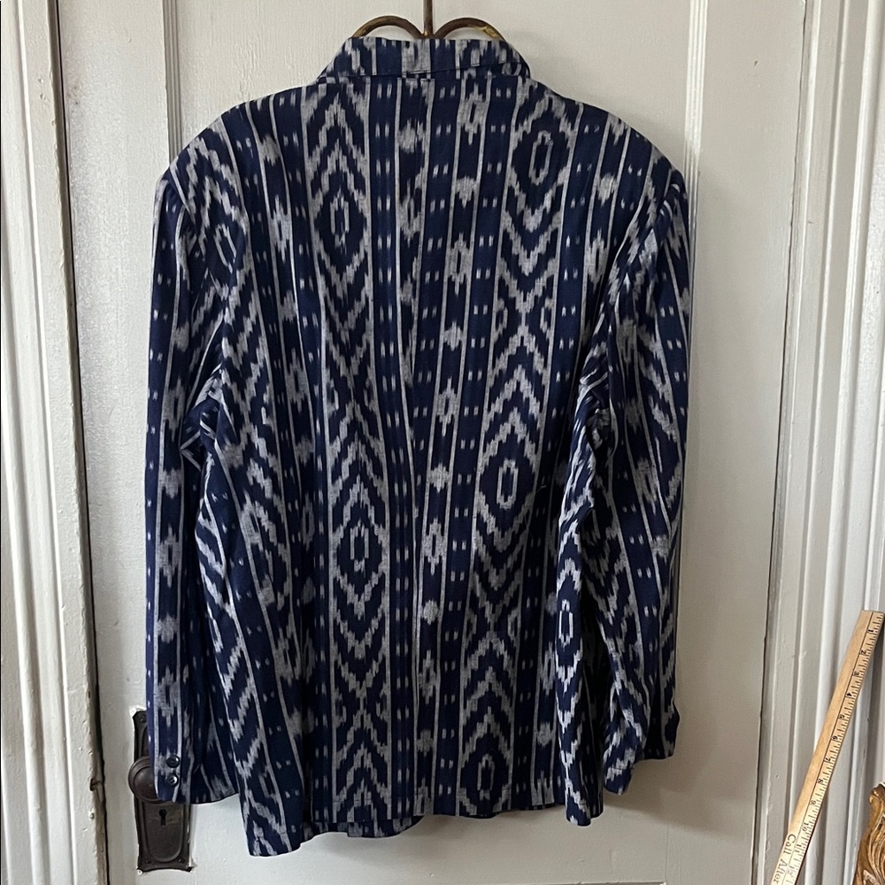 Men’s Vintage IKAT Blue & White Cotton Blazer by IN PRIVATE - Picture 4 of 7